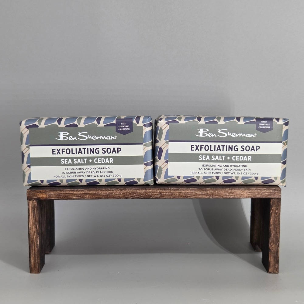 Ben‎ Sherman Exfoliating Soap Mens 10.5oz 2pk Sea Salt Cedar Daily Essentials
